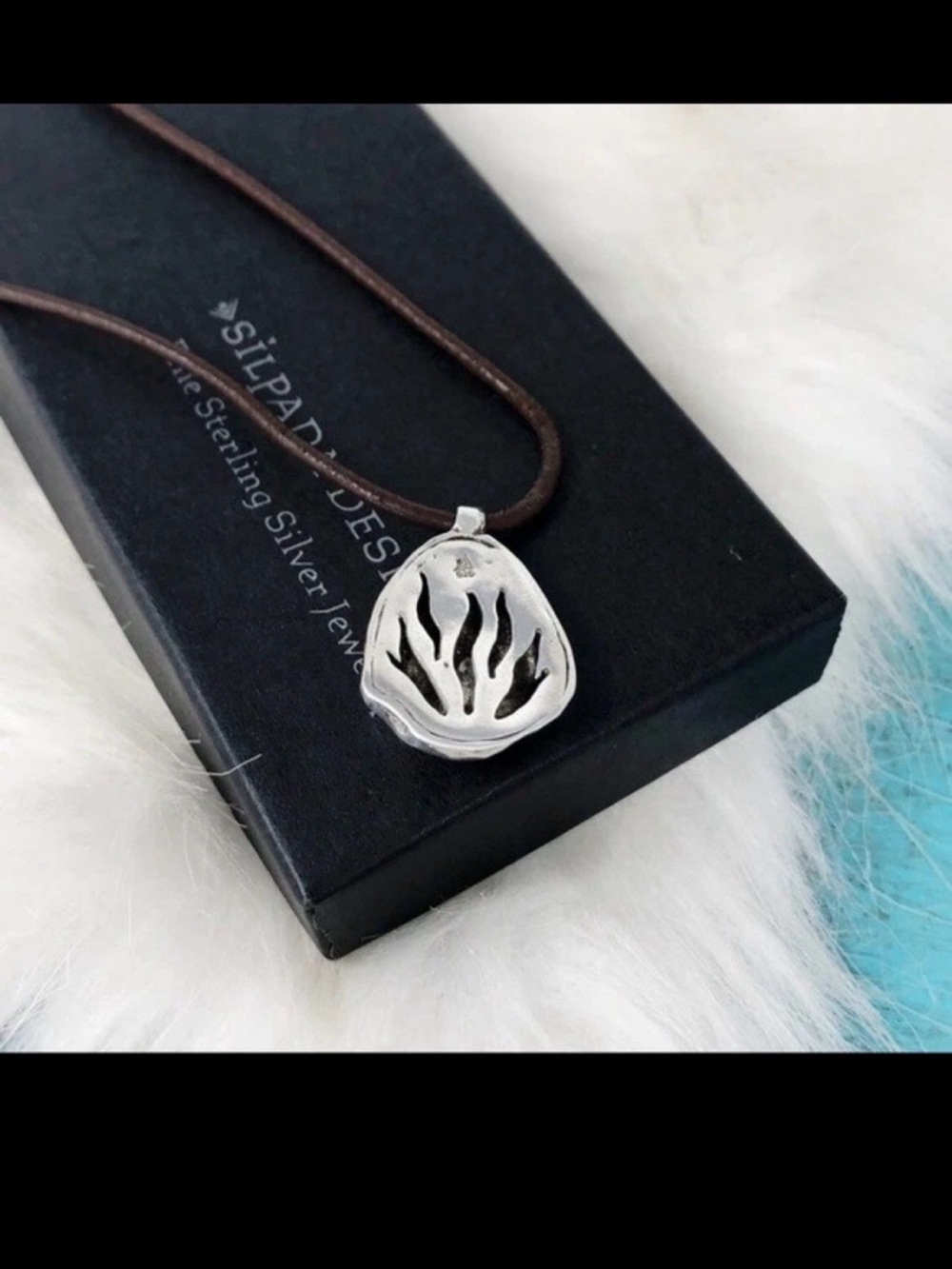 Silpada Sterling Silver Drop Pendant on Cord Necklace